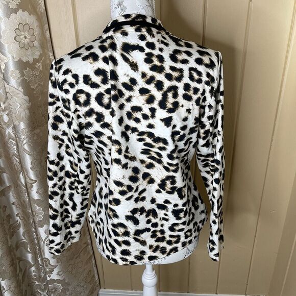 Leopard Cardigan Jacket Top Privacy Long Sleeve Sweater Button Up Size Small - Picture 2 of 3